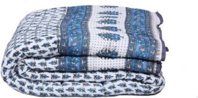 KUSHLCREATION Printed Double Quilt for  Mild Winter(Cotton, Blue)