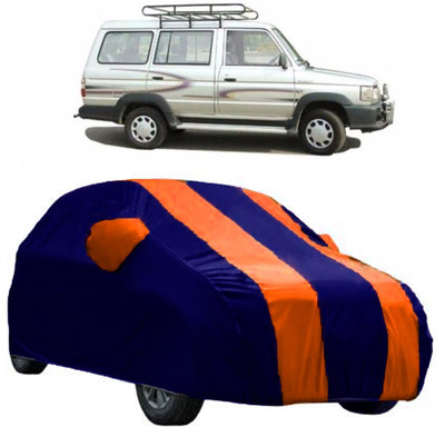 AutoCover Car Cover For Toyota Qualis (With Mirror Pockets)(Orange, Blue)