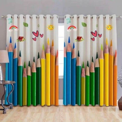 Koli Trading 274 cm (9 ft) Polyester Semi Transparent Long Door Curtain (Pack Of 2)(Printed, Multicolor)