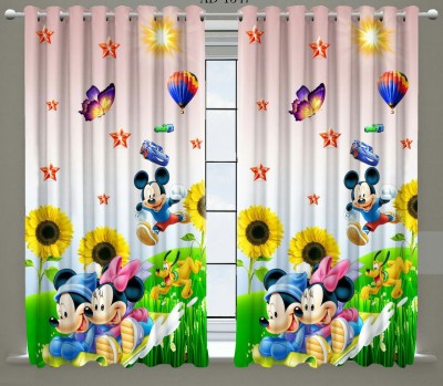kanhomz 152.4 cm (5 ft) Polyester Blackout Window Curtain (Pack Of 2)(3D Printed, Multicolor)