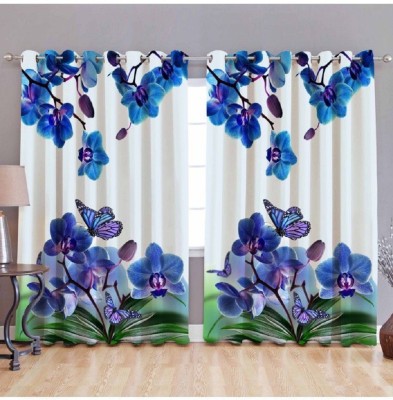 Koli Trading 274 cm (9 ft) Polyester Semi Transparent Long Door Curtain (Pack Of 2)(Floral, Multicolor)