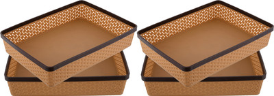 KUBER INDUSTRIES 4 Compartments Plastic Desk Organizers(Brown)