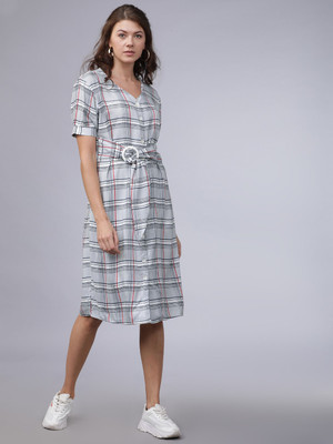 Tokyo Talkies Women A-line Grey Midi/Calf Length Dress
