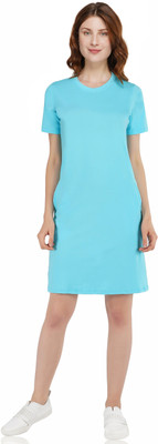 Rock Paper Scissors Women T Shirt Light Blue Knee Length Dress