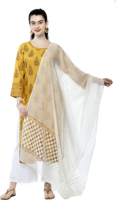 A R SILK Cotton Blend Solid Women Dupatta