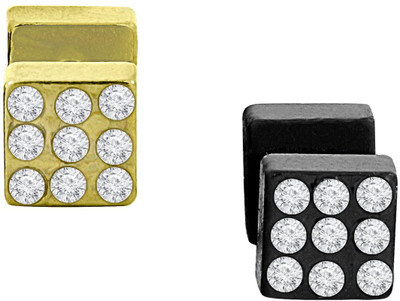 ZIVOM Dumbell Barbell Cubic Zirconia Stainless Steel Stud Earring