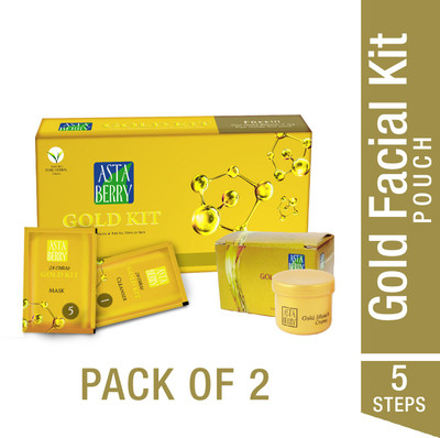 ASTABERRY Gold Facial Pouch Kit with bleach(5 x 100 ml)