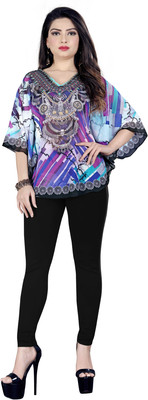 ICYNOSURE Printed Georgette Silk Blend Women Kaftan