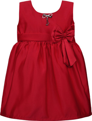 Wishkaro Girls Midi/Knee Length Party Dress(Red, 3/4 Sleeve)