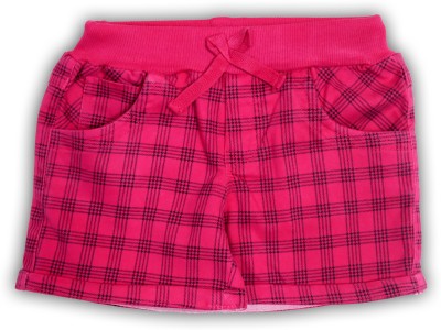 Pink 'n' Pink Short For Girls Casual Checkered Cotton Lycra(Pink, Pack of 1)