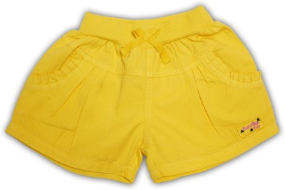 Pink 'n' Pink Short For Girls Casual Solid Pure Cotton(Yellow, Pack of 1)