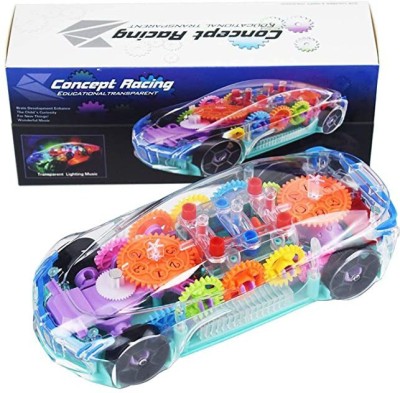 SALEOFF Transparent Musical Concept Racing Car with 3D Flashing LED Lights for Kids-60(Multicolor)
