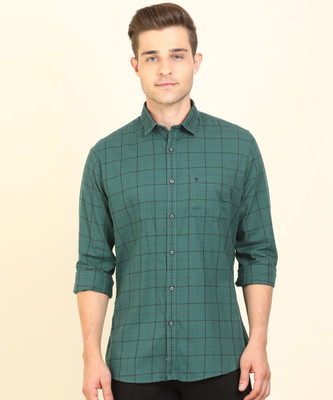 van-heusen-sport-men-checkered-casual-green-shirt
