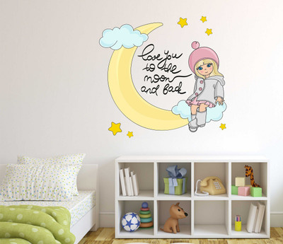 fuzzy 70 cm Moon Self Adhesive Sticker(Pack of 1)