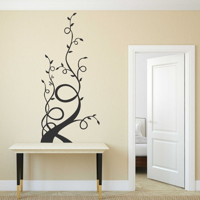 fuzzy 70 cm Tree Self Adhesive Sticker(Pack of 1)