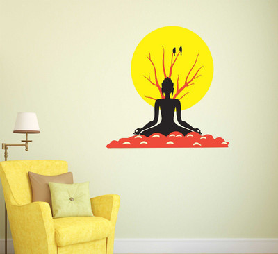 fuzzy 70 cm Buddha Self Adhesive Sticker(Pack of 1)