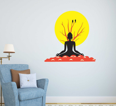 fuzzy 70 cm Buddha Self Adhesive Sticker(Pack of 1)