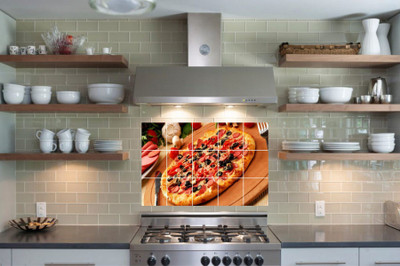 SAI DESIGNS 59 cm pizza 
 Wallpaper/Wall Sticker Multicolour Self Adhesive Sticker(Pack of 1)