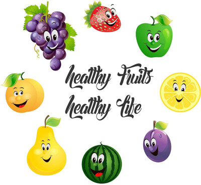 Wollzo 70 cm Funny Fruits Removable Sticker(Pack of 1)