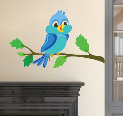 fuzzy 95 cm Birds Self Adhesive Sticker(Pack of 1)