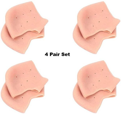 SOMUDEE Silicone Anti Heel Crack Moisturizing Socks, Pain relief (4 Pair) Heel Support