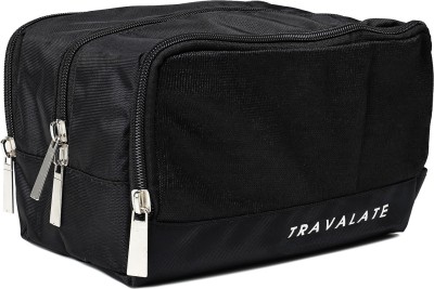 Travalate Toiletry Bags Makeup Shaving Kit Pouch for Men and Women, Polyester Travel Bag with Belt Travel Toiletry Kit(Black)