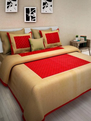 Onset 210 TC Cotton Double Printed Flat Bedsheet(Pack of 1, Red)