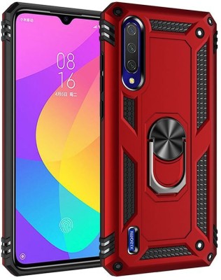 MOBILOVE Back Cover for Mi Redmi A3 | Dual Layer Hybrid Armor Defender Case with 360 Degree Metal Finger Ring(Red, Rugged Armor, Pack of: 1)