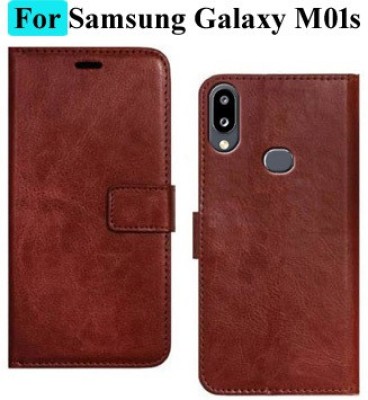 Mashgul Flip Cover for Samsung Galaxy M01s(Brown, Shock Proof, Pack of: 1)