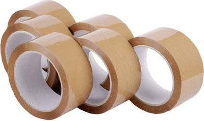 Hansh Single Sided Packaging Tape ROLL Dispenser Cello Tape (Manual)(Set of 6, Brown)