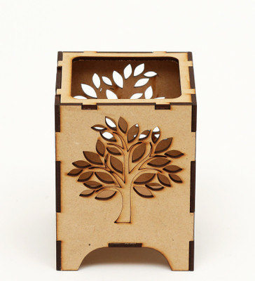 Medieval Arts 1 Compartments Wooden Pen Stand(Beige1)
