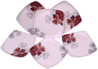 CARNIVAL Pack of 6 Melamin Carnival square lito(917)7 inch Half Dinner Plate Set 6 pcs Of Melamine Dinner Set(Maroon)