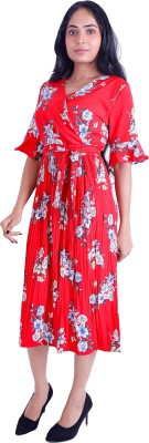 rayie collection Women Fit and Flare Red Dress