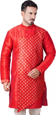 Erach India Men Printed Straight Kurta(Red)