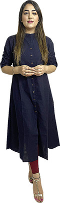 Soulful Threads Women Solid A-line Kurta(Blue)
