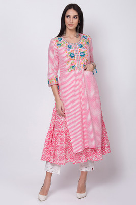 biba-women-printed-flared-kurtapink-2