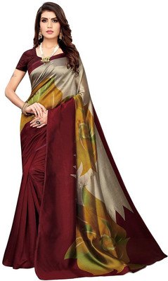 Grubstaker Printed Bollywood Art Silk Saree(Multicolor)