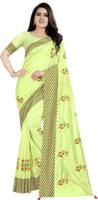 uma textiles Embroidered Bollywood Viscose Rayon Saree(Green)