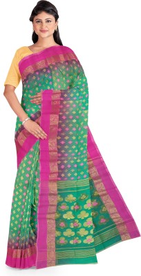 Pradip Fabrics Woven Tant Silk Blend Saree(Pink, Light Green)