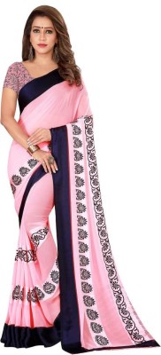 Ozon Designer Fab Printed Daily Wear Georgette, Satin Saree(Pink)