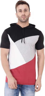 Lawful Casual Colorblock Men Hooded Neck Multicolor T-Shirt