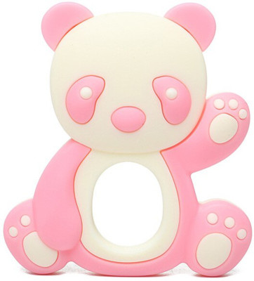 iSweven BPA Free Soft Panda Shaped Silicone Chew Toy Teethers for Babies (BT9004C) Teether(Pink)