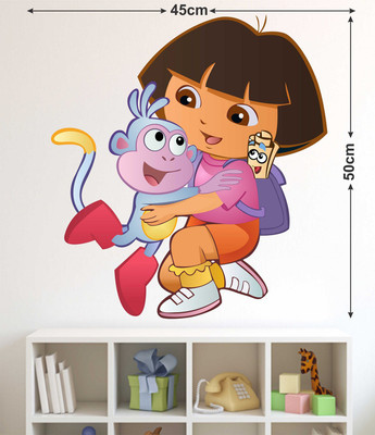 LANSTICK 99.06 cm DORA AND BUJJI HUGGING WITH BAGPACK STICKER Self Adhesive Sticker(Pack of 1)