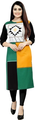tanvi creation Women Printed Straight Kurta(White, Green, Black, Orange)