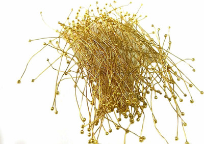 Crafto Headed Ball pins for Jewellery Making - 100 Pcs (Gold)