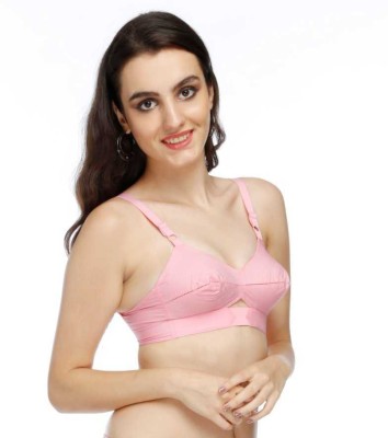 Winsome ELINA ROUND STICH CENTER ELASTIC COTTON BRA Women Full Coverage Non Padded Bra(Pink)