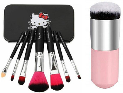 CETC Eyeshadow Blending Pencil Brush, Set Of 7, Black With Pink Foundation Concealer Ccompact Powder Liquid Concealer Brush(Pack of 8)