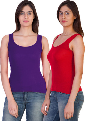 17.Hills Casual Solid Women Purple, Red Top