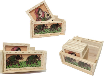 UNIXAA 7 Compartments Wood Desk Organizer Coaster(Wooen)