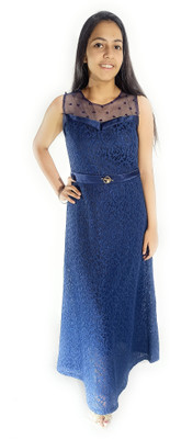 Garima Fashion Flared/A-line Gown(Dark Blue)